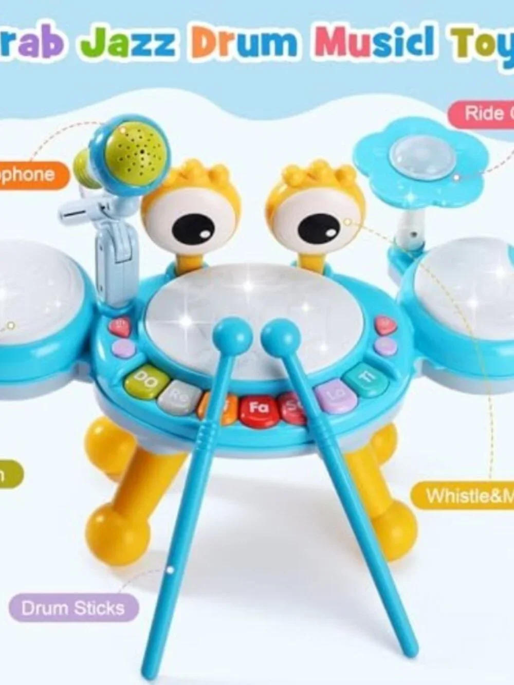 Toddler Drum Set for 1-3 Year Old, Baby Drum Set for Kids 1 2 3, Montessori Lear - Picture 3 of 7
